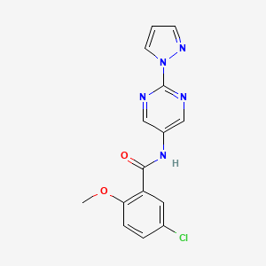 molecular formula C15H12ClN5O2 B2832226 N-(2-(1H-pyrazol-1-yl)pyrimidin-5-yl)-5-chloro-2-methoxybenzamide CAS No. 1421523-29-6