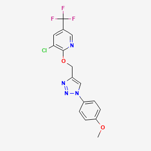 molecular formula C16H12ClF3N4O2 B2832229 3-氯-2-{[1-(4-甲氧基苯基)-1H-1,2,3-噻唑-4-基]甲氧基}-5-(三氟甲基)吡啶 CAS No. 2085689-96-7