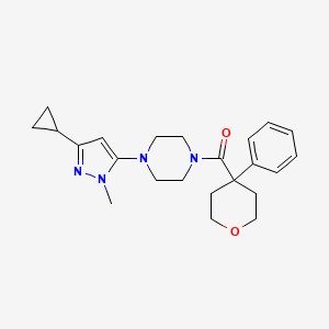 molecular formula C23H30N4O2 B2832239 (4-(3-环丙基-1-甲基-1H-吡唑-5-基)哌嗪-1-基)(4-苯基四氢-2H-吡喃-4-基)甲酮 CAS No. 2034619-45-7