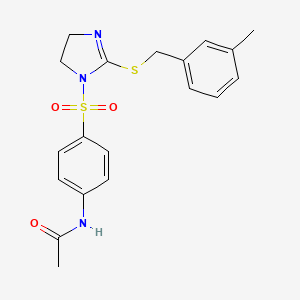 N-[4-[[2-[(3-methylphenyl)methylsulfanyl]-4,5-dihydroimidazol-1-yl]sulfonyl]phenyl]acetamide