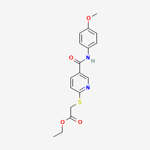 Ethyl 2-({5-[(4-methoxyanilino)carbonyl]-2-pyridinyl}sulfanyl)acetate