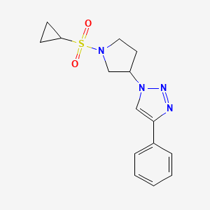 molecular formula C15H18N4O2S B2832267 1-(1-(cyclopropylsulfonyl)pyrrolidin-3-yl)-4-phenyl-1H-1,2,3-triazole CAS No. 2034522-88-6