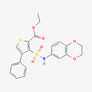 molecular formula C21H19NO6S2 B2832281 Ethyl 3-(2,3-dihydro-1,4-benzodioxin-6-ylsulfamoyl)-4-phenylthiophene-2-carboxylate CAS No. 899971-38-1