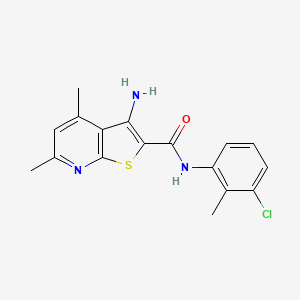 molecular formula C17H16ClN3OS B2832283 3-amino-N-(3-chloro-2-methylphenyl)-4,6-dimethylthieno[2,3-b]pyridine-2-carboxamide CAS No. 332949-92-5