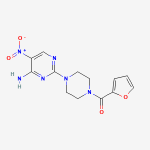 molecular formula C13H14N6O4 B2832290 (4-(4-氨基-5-硝基嘧啶-2-基)哌嗪-1-基)(呋喃-2-基)甲酮 CAS No. 1257547-93-5