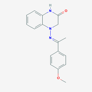 molecular formula C17H17N3O2 B2832291 (E)-4-((1-(4-methoxyphenyl)ethylidene)amino)-3,4-dihydroquinoxalin-2(1H)-one CAS No. 797797-36-5