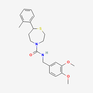 molecular formula C22H28N2O3S B2832295 N-(3,4-dimethoxybenzyl)-7-(o-tolyl)-1,4-thiazepane-4-carboxamide CAS No. 1705510-87-7