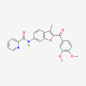 molecular formula C24H20N2O5 B2832318 N-{2-[(3,4-dimethoxyphenyl)carbonyl]-3-methyl-1-benzofuran-6-yl}pyridine-2-carboxamide CAS No. 929836-17-9