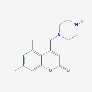 molecular formula C16H22Cl2N2O2 B2832324 5,7-dimethyl-4-(piperazin-1-ylmethyl)-2H-chromen-2-one CAS No. 1279219-34-9