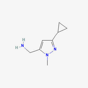 molecular formula C8H13N3 B2832334 1-(3-环丙基-1-甲基-1H-吡唑-5-基)甲胺 CAS No. 1174309-87-5