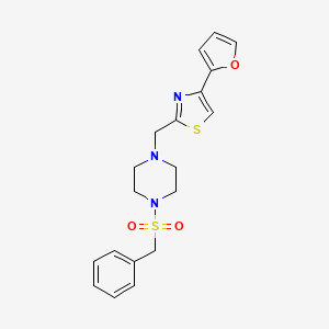 molecular formula C19H21N3O3S2 B2832337 2-((4-(Benzylsulfonyl)piperazin-1-yl)methyl)-4-(furan-2-yl)thiazole CAS No. 1170795-22-8