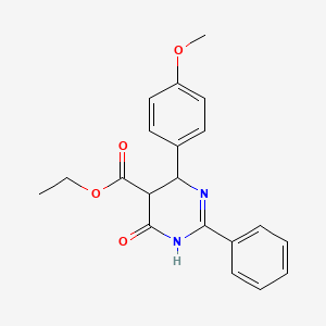 molecular formula C20H20N2O4 B2832348 Ethyl 6-hydroxy-4-(4-methoxyphenyl)-2-phenyl-4,5-dihydro-5-pyrimidinecarboxylate CAS No. 400078-30-0