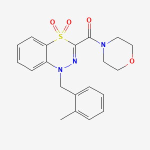 molecular formula C20H21N3O4S B2832356 (1-(2-甲基苯基甲基)-4,4-二氧代-1H-苯并[e][1,3,4]噻二氮-3-基)(吗啉基)甲酮 CAS No. 1251677-92-5
