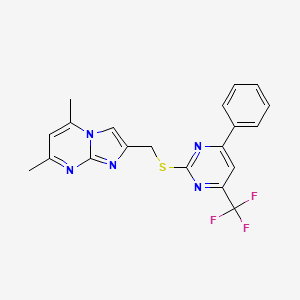 5,7-Dimethyl-2-(((4-phenyl-6-(trifluoromethyl)pyrimidin-2-yl)thio)methyl)imidazo[1,2-a]pyrimidine