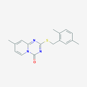molecular formula C17H17N3OS B2832364 2-[(2,5-Dimethylphenyl)methylsulfanyl]-8-methylpyrido[1,2-a][1,3,5]triazin-4-one CAS No. 896333-77-0