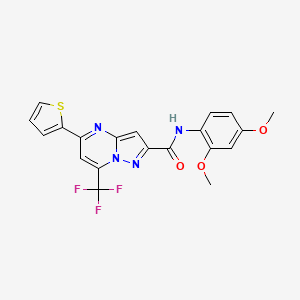 molecular formula C20H15F3N4O3S B2832367 N-(2,4-dimethoxyphenyl)-5-(thiophen-2-yl)-7-(trifluoromethyl)pyrazolo[1,5-a]pyrimidine-2-carboxamide CAS No. 314049-29-1