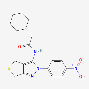 2-cyclohexyl-N-(2-(4-nitrophenyl)-4,6-dihydro-2H-thieno[3,4-c]pyrazol-3-yl)acetamide