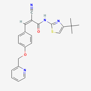 molecular formula C23H22N4O2S B2832376 (Z)-N-(4-tert-butyl-1,3-thiazol-2-yl)-2-cyano-3-[4-(pyridin-2-ylmethoxy)phenyl]prop-2-enamide CAS No. 1223878-41-8