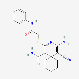 4-Amino-2-[(2-anilino-2-oxoethyl)sulfanyl]-5-cyano-3-azaspiro[5.5]undeca-2,4-diene-1-carboxamide