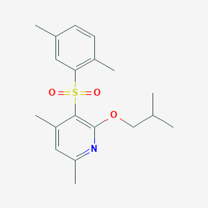 molecular formula C19H25NO3S B2832397 3-[(2,5-Dimethylphenyl)sulfonyl]-2-isobutoxy-4,6-dimethylpyridine CAS No. 400078-23-1