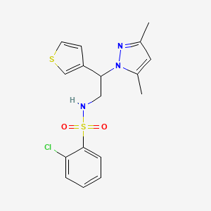 2-chloro-N-(2-(3,5-dimethyl-1H-pyrazol-1-yl)-2-(thiophen-3-yl)ethyl)benzenesulfonamide