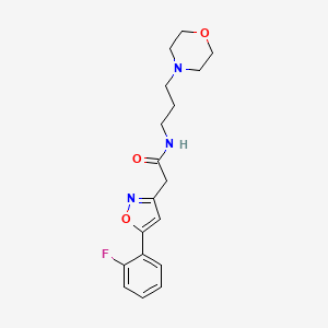 molecular formula C18H22FN3O3 B2832402 2-(5-(2-fluorophenyl)isoxazol-3-yl)-N-(3-morpholinopropyl)acetamide CAS No. 1105242-83-8