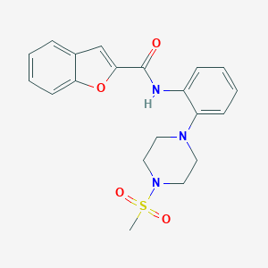 molecular formula C20H21N3O4S B283241 N-{2-[4-(methylsulfonyl)-1-piperazinyl]phenyl}-1-benzofuran-2-carboxamide 