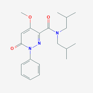 molecular formula C20H27N3O3 B2832413 N,N-diisobutyl-4-methoxy-6-oxo-1-phenyl-1,6-dihydropyridazine-3-carboxamide CAS No. 921786-49-4