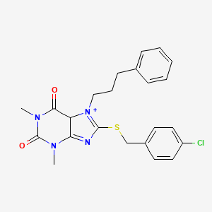 molecular formula C23H23ClN4O2S B2832433 8-{[(4-chlorophenyl)methyl]sulfanyl}-1,3-dimethyl-7-(3-phenylpropyl)-2,3,6,7-tetrahydro-1H-purine-2,6-dione CAS No. 378211-78-0