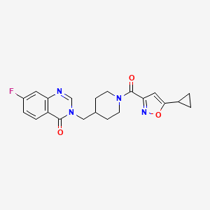 3-[[1-(5-Cyclopropyl-1,2-oxazole-3-carbonyl)piperidin-4-yl]methyl]-7-fluoroquinazolin-4-one