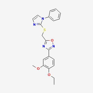 3-(4-ethoxy-3-methoxyphenyl)-5-(((1-phenyl-1H-imidazol-2-yl)thio)methyl)-1,2,4-oxadiazole