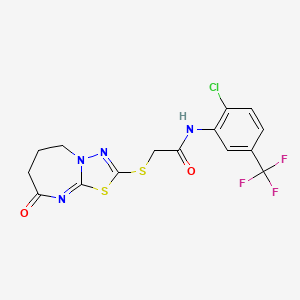 N-[2-chloro-5-(trifluoromethyl)phenyl]-2-[(8-oxo-6,7-dihydro-5H-[1,3,4]thiadiazolo[3,2-a][1,3]diazepin-2-yl)sulfanyl]acetamide