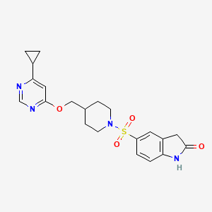 5-((4-(((6-Cyclopropylpyrimidin-4-yl)oxy)methyl)piperidin-1-yl)sulfonyl)indolin-2-one