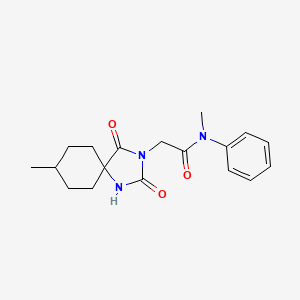 molecular formula C18H23N3O3 B2832488 N-甲基-2-(8-甲基-2,4-二氧代-1,3-二氮杂螺[4.5]癸-3-基)-N-苯基乙酰胺 CAS No. 741734-53-2
