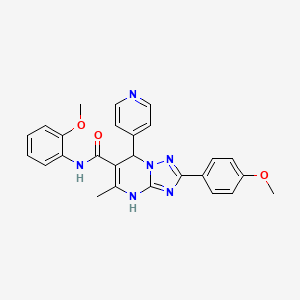 molecular formula C26H24N6O3 B2832489 N-(2-methoxyphenyl)-2-(4-methoxyphenyl)-5-methyl-7-(pyridin-4-yl)-4,7-dihydro-[1,2,4]triazolo[1,5-a]pyrimidine-6-carboxamide CAS No. 543680-38-2