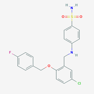 molecular formula C20H18ClFN2O3S B283249 4-[[5-Chloro-2-[(4-fluorophenyl)methoxy]phenyl]methylamino]benzenesulfonamide 
