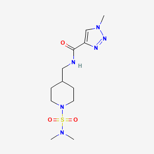 molecular formula C12H22N6O3S B2832490 N-((1-(N,N-dimethylsulfamoyl)piperidin-4-yl)methyl)-1-methyl-1H-1,2,3-triazole-4-carboxamide CAS No. 2034608-45-0