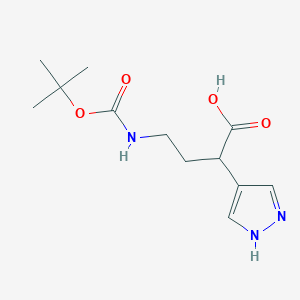 4-[(2-Methylpropan-2-yl)oxycarbonylamino]-2-(1H-pyrazol-4-yl)butanoic acid