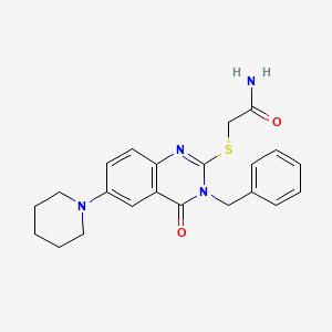 molecular formula C22H24N4O2S B2832524 2-(3-Benzyl-4-oxo-6-piperidin-1-ylquinazolin-2-yl)sulfanylacetamide CAS No. 896703-65-4