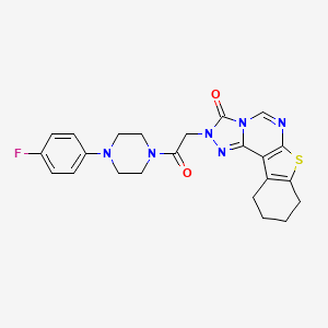 molecular formula C23H23FN6O2S B2832536 2-(2-(4-(4-fluorophenyl)piperazin-1-yl)-2-oxoethyl)-8,9,10,11-tetrahydrobenzo[4,5]thieno[3,2-e][1,2,4]triazolo[4,3-c]pyrimidin-3(2H)-one CAS No. 1358934-38-9