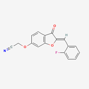 molecular formula C17H10FNO3 B2832539 (Z)-2-((2-(2-fluorobenzylidene)-3-oxo-2,3-dihydrobenzofuran-6-yl)oxy)acetonitrile CAS No. 623120-17-2