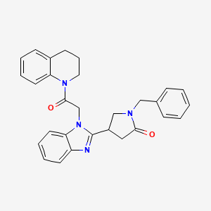 molecular formula C29H28N4O2 B2832545 1-benzyl-4-{1-[2-oxo-2-(1,2,3,4-tetrahydroquinolin-1-yl)ethyl]-1H-1,3-benzodiazol-2-yl}pyrrolidin-2-one CAS No. 915188-90-8