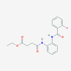 molecular formula C19H19FN2O4 B2832562 乙酸-4-((2-(2-氟苯甲酰胺)苯基)氨基)-4-氧代丁酸酯 CAS No. 1207015-81-3