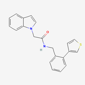 molecular formula C21H18N2OS B2832564 2-(1H-indol-1-yl)-N-(2-(thiophen-3-yl)benzyl)acetamide CAS No. 1797638-00-6