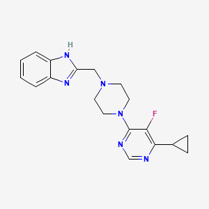 molecular formula C19H21FN6 B2832565 2-[[4-(6-Cyclopropyl-5-fluoropyrimidin-4-yl)piperazin-1-yl]methyl]-1H-benzimidazole CAS No. 2380183-55-9