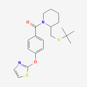 (2-((Tert-butylthio)methyl)piperidin-1-yl)(4-(thiazol-2-yloxy)phenyl)methanone