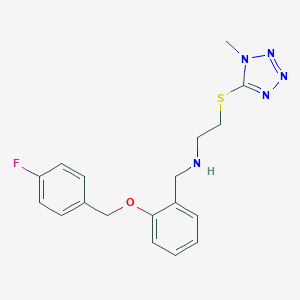 N-{2-[(4-fluorobenzyl)oxy]benzyl}-2-[(1-methyl-1H-tetrazol-5-yl)sulfanyl]ethanamine
