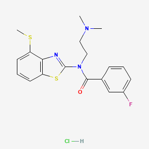 molecular formula C19H21ClFN3OS2 B2832585 N-(2-(dimethylamino)ethyl)-3-fluoro-N-(4-(methylthio)benzo[d]thiazol-2-yl)benzamide hydrochloride CAS No. 1330410-10-0