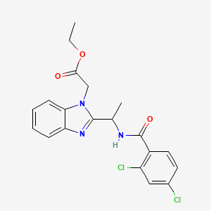 molecular formula C20H19Cl2N3O3 B2832590 乙酸2-(2-{1-[(2,4-二氯苯甲酰)氨基]乙基}-1H-1,3-苯并咪唑-1-基)酯 CAS No. 866038-56-4