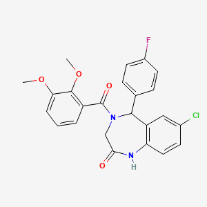 molecular formula C24H20ClFN2O4 B2832603 7-chloro-4-(2,3-dimethoxybenzoyl)-5-(4-fluorophenyl)-3,5-dihydro-1H-1,4-benzodiazepin-2-one CAS No. 533879-53-7